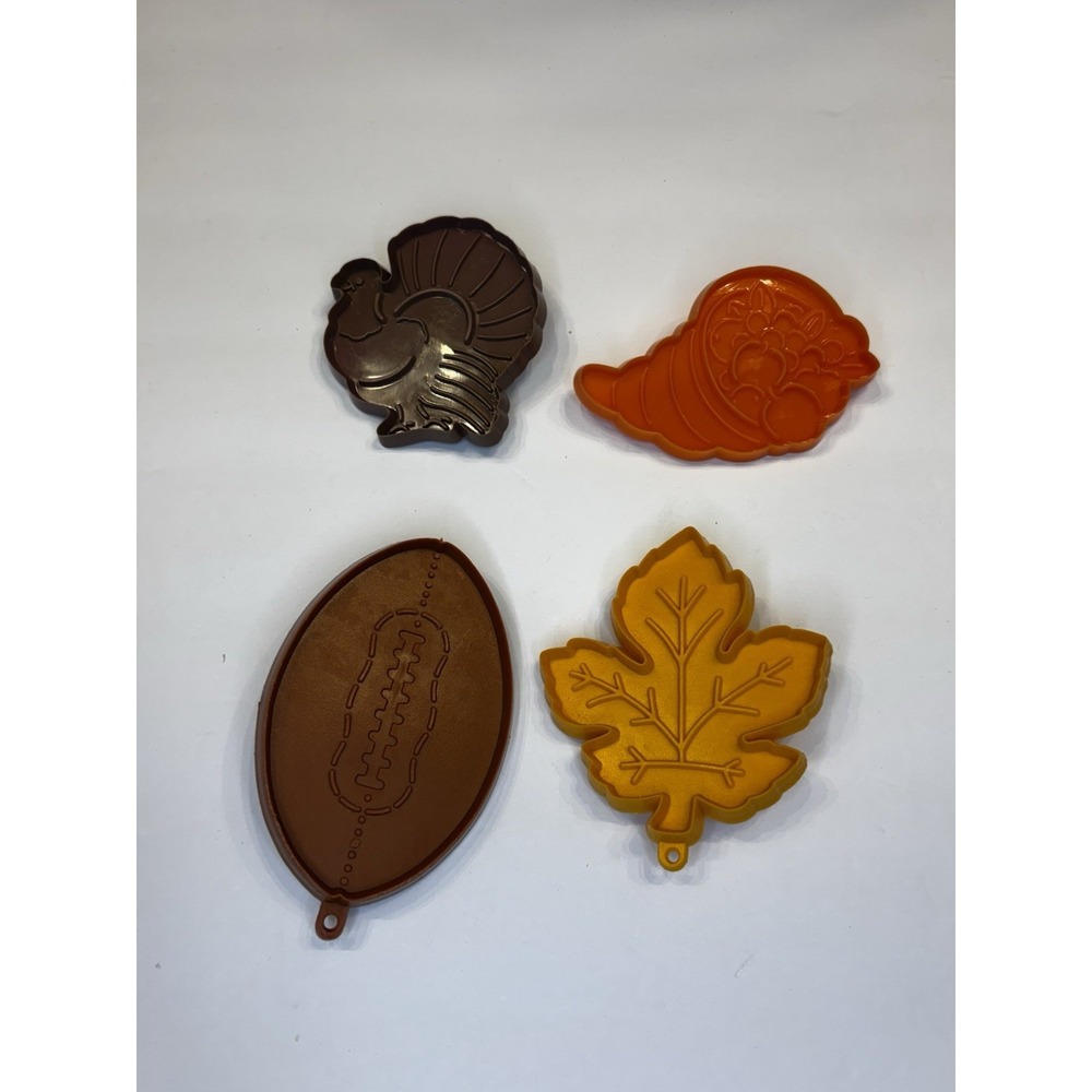 4 VTG Autumn Fall Cookie Cutters Thanksgiving Cornucopia Turkey Football Leaf
